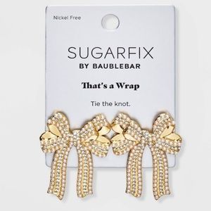 BaubleBar Gold and White Bow Earrings